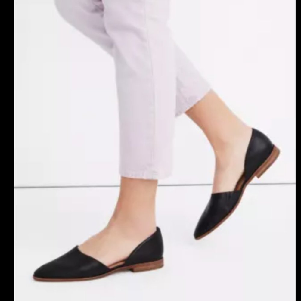 Madewell Marisa d'Orsay Flat Black Leather 10 New